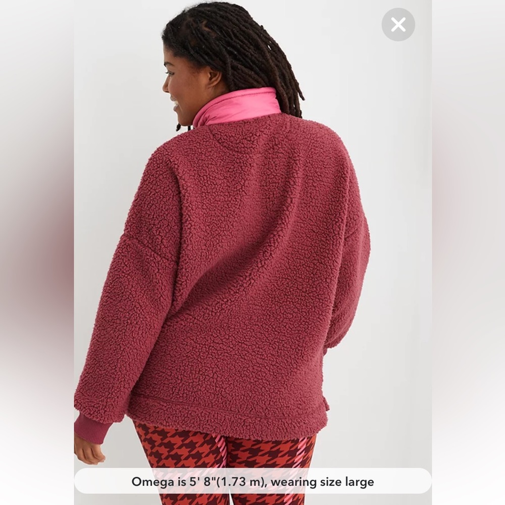 NWOT Aerie Dream Sherpa Quarter Zip Sweatshirt - Brick Stone - Size Large - Picture 3 of 15